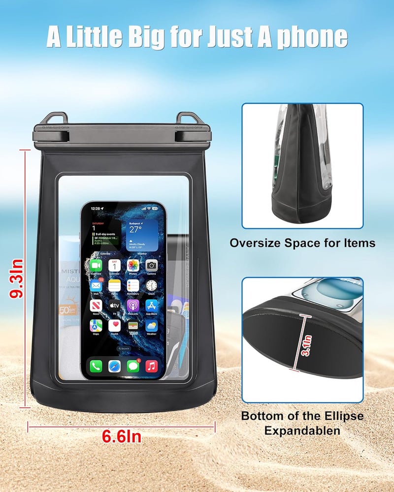 Jzocon Waterproof Phone Pouch for iPhone 16 15 14 11 Pro Max & Galaxy S24 S21 - Floating Large Capacity Dry Bag Stores Sunscreen, Sunglasses - Oversized Waterproof Bag for Beach, Swimming, Kayaking - Image 2
